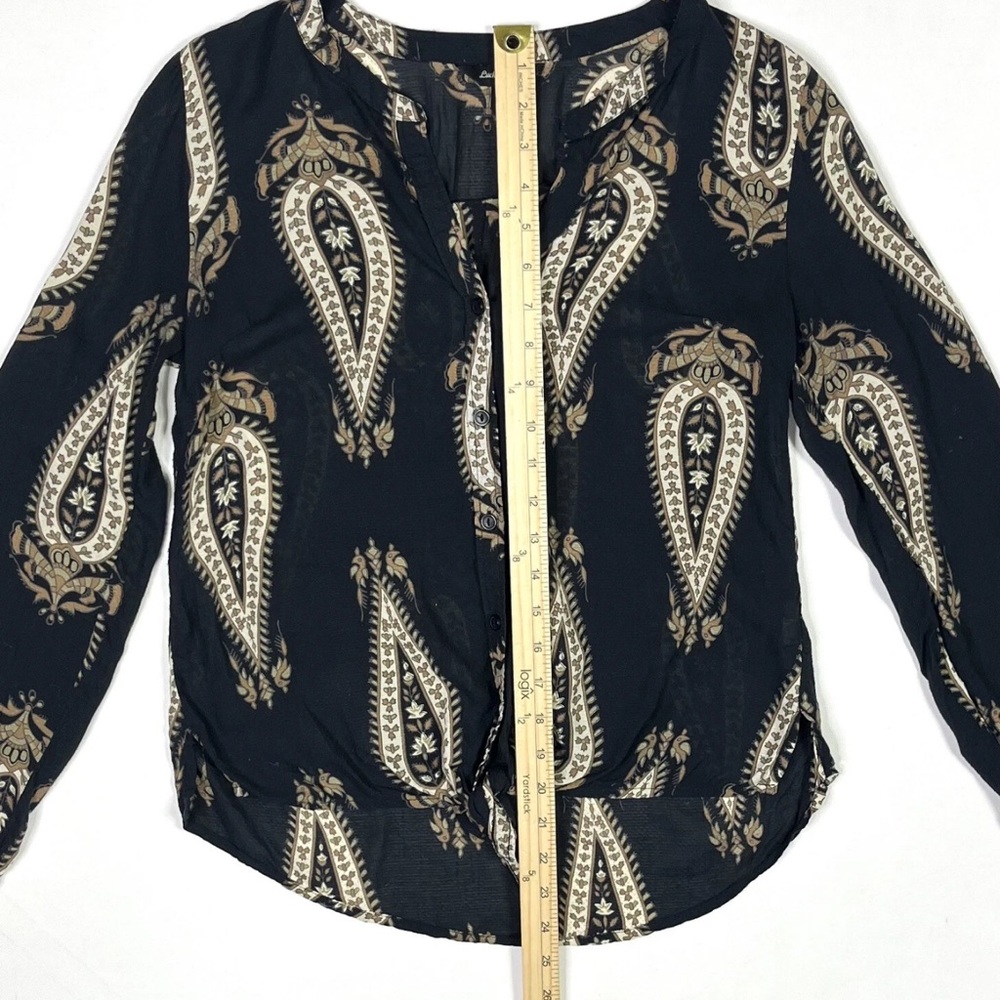 Lucky Brand Tunic Top Women’s Small Tie Bottom Long Sleeve Button Up - Picture 5 of 7
